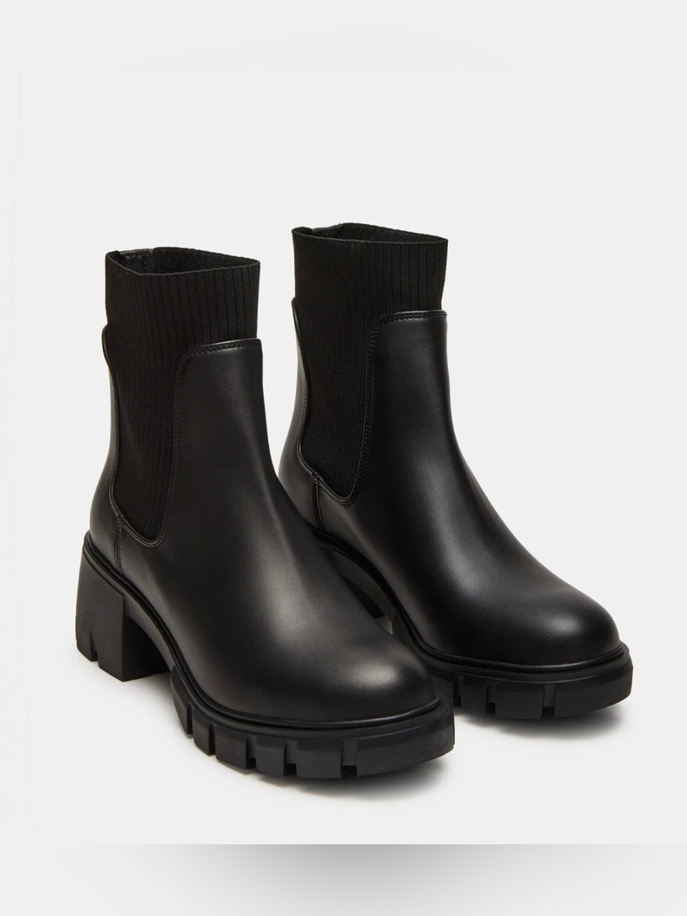 Steve Madden Black Lug-Sole Chelsea Booties